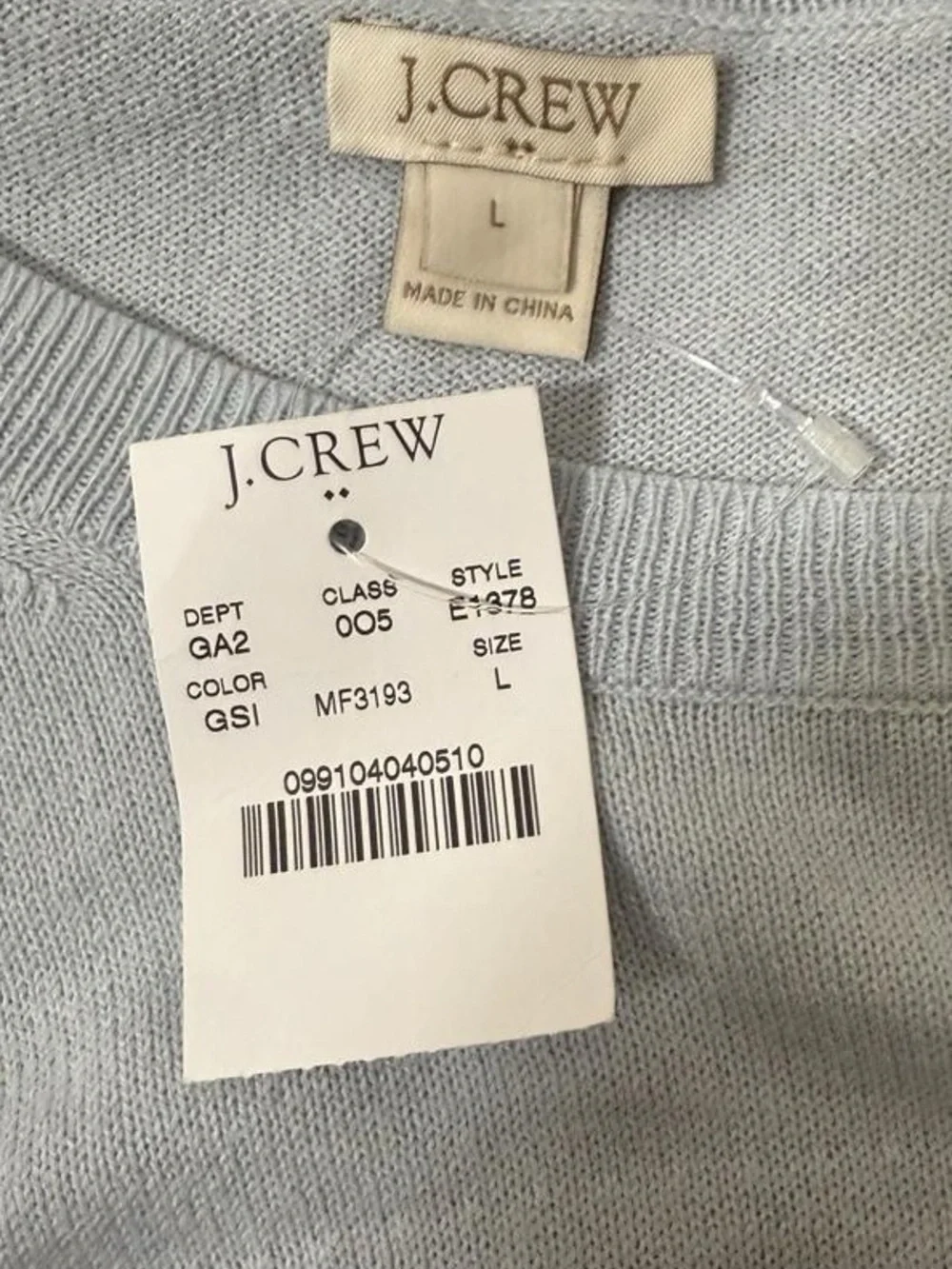 J.Crew Zebra Intarsia Sweater | Baby Blue Cotton Knit Size Large